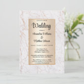 高級ホワイト金ゴールドグリッターマーブルグラマー結婚ズ 招待状 (スタンド正面)