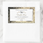 高級ホワイト金ゴールドグリッター製品ラベル追加ロゴ 長方形シール (バッグ)