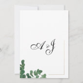 高級ホワイト金ゴールドグリーン葉ユーカリス結婚の 招待状 (裏面)