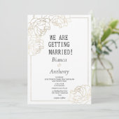 高級ホワイト金ゴールドタイポグラフィ牡丹フローラ結婚ズ 招待状 (スタンド正面)