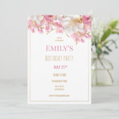 高級ホワイト金ゴールドピンクエレガントフローラ 招待状 (スタンド正面)