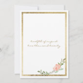 高級ホワイト金ゴールドピンクミント春フローラ結婚ズ 招待状 (裏面)