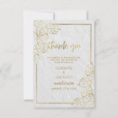 高級ホワイト金ゴールドフランスのフローラレースありがとう サンキューカード (正面)