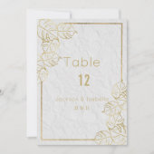 高級ホワイト金ゴールドフランスのフローラレーステーブル番号 招待状 (正面)