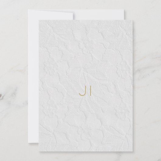 高級ホワイト金ゴールドフランスのフローラレーステーブル番号 招待状 (裏面)