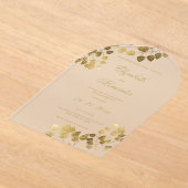 高級ホワイト金ゴールドユーカリ優雅な結婚式 アクリル招待状 (レイダウン)