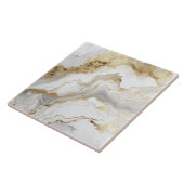 高級ホワイト金ゴールド大理石およびアルコールインク抽象芸術 タイル (側面)