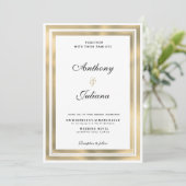 高級ホワイト金ゴールド幾何学模様エレガントな結婚式 招待状 (スタンド正面)