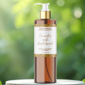 高級ホワイト&金ゴールドグリッター化粧品ボトルラベル 長方形シール