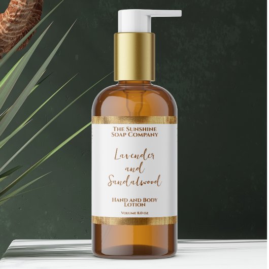 高級ホワイト&金ゴールドフォイル化粧品ボトルラベル 長方形シール