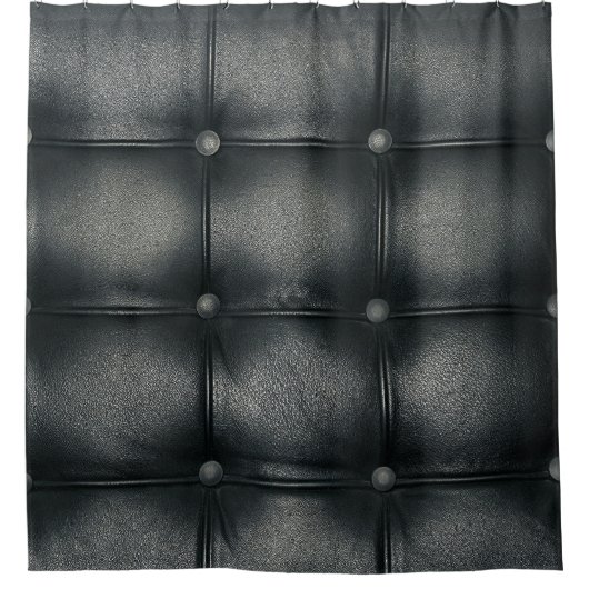 高級ボタン付きレザーテクスチャ シャワーカーテン (正面)