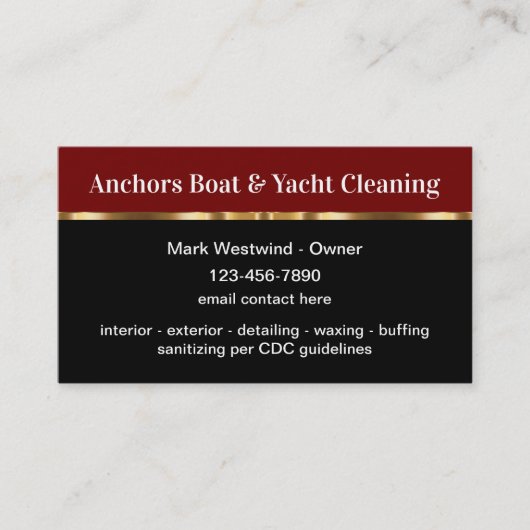 高級ボート及びヨットクリーニング用名刺 名刺 (正面)