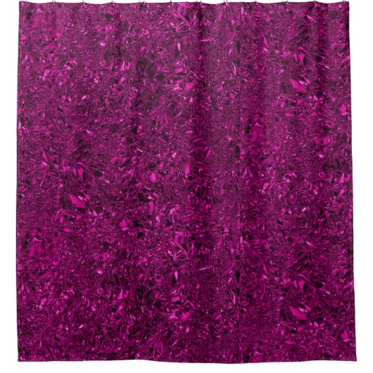 高級マゼンパーソナライズされたタ粉砕箔 シャワーカーテン (正面)