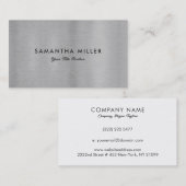 高級ミニマルメタリック銀のテクスチャ 名刺 (正面/裏面)