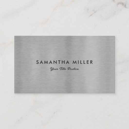 高級ミニマルメタリック銀のテクスチャ 名刺 (正面)
