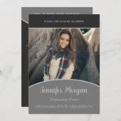 高級ミニマル写真卒業招待状 招待状 (正面/裏面)