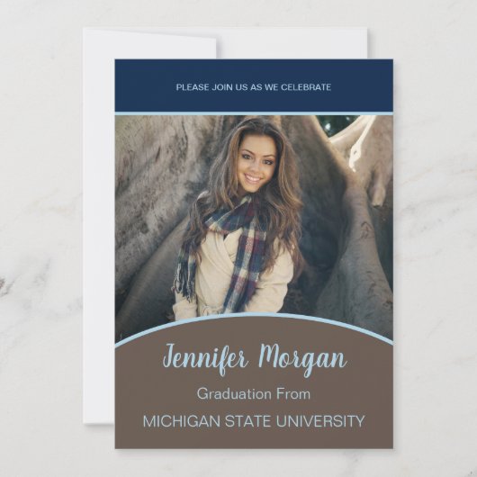 高級ミニマル写真卒業招待状 招待状 (正面)