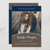 高級ミニマル写真卒業招待状 招待状 (正面/裏面)