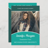 高級ミニマル写真卒業招待状 招待状 (正面/裏面)