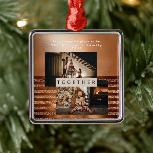 高級ミニマル銅ゴールドフォイルフォトメタルオルナ メタルオーナメント (ツリー)