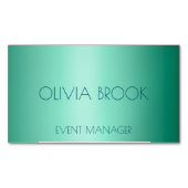 高級ミントパーソナライズされたグリーンの金属箔 マグネット名刺 (正面)