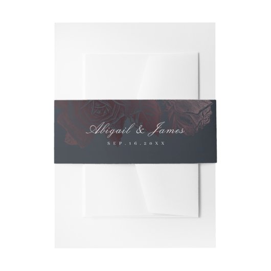 高級ムーディヴィンテージ植物性フローラ結婚ズ 招待状ベリーバンド (正面例)