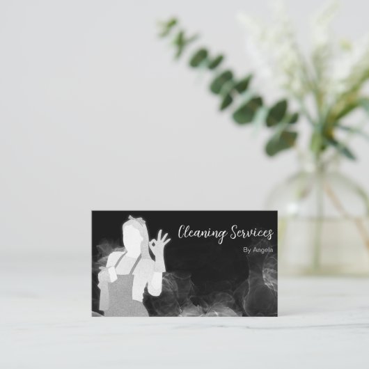 高級メイド清掃サービス清掃サービス清掃グリッター 名刺 (スタンド正面)