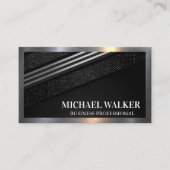 高級メタリックストライプのと斑点 名刺 (正面)