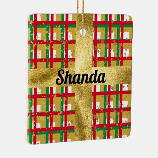 高級メタリックレッドグリーン金ゴールド板 セラミックオーナメント (右)