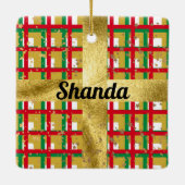 高級メタリックレッドグリーン金ゴールド板 セラミックオーナメント (裏面)