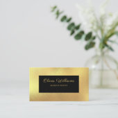 高級メタリック金ゴールドフレーム&スクリプトビジネスカード 名刺 (スタンド正面)