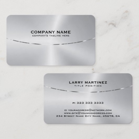 高級メタリック銀のテクスチフェイクャのイメージ 名刺 (正面/裏面)