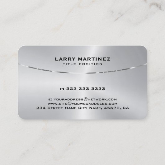 高級メタリック銀のテクスチフェイクャのイメージ 名刺 (裏面)