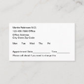 高級メディカルオフィスアポイントメントカード 名刺 (裏面)