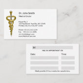 高級メディカルノーブルエレガント金ゴールドシルバーアスクレピオス 予約カード (正面/裏面)