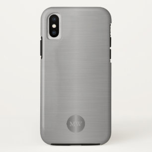 高級メンズビジネスプロフェッショナルシルバーモノグラム iPhone X ケース