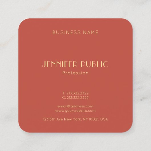 高級モダンエレガント金ゴールドモノグラムのテンプレート スクエア名刺 (裏面)