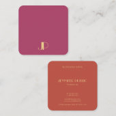 高級モダンエレガント金ゴールドモノグラムのテンプレート スクエア名刺 (正面/裏面)