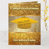 高級モダンカスタマイズ金ゴールドグリッター カード (黄色い花)