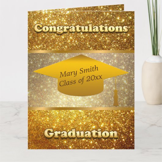 高級モダンカスタマイズ金ゴールドグリッター カード (正面)