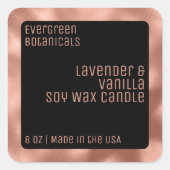 高級モダンキャンドルラベルブラックバラ金ゴールドスクエア スクエアシール (正面)