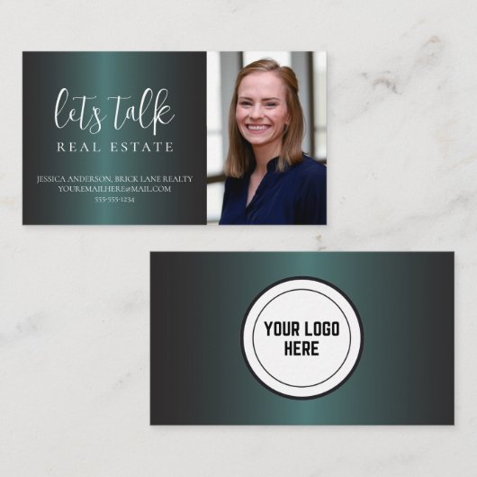 高級モダングリーンメタリックフォイル実在エテート 名刺 (正面/裏面)