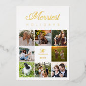 高級モダンコラージュ8枚の写真ファミリークリスマス 箔シーズンカード (正面)