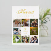 高級モダンコラージュ8枚の写真ファミリークリスマス 箔シーズンカード (立ち正面)