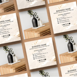 高級モダンゴールドフォイルのロゴ写真と社交 スクエア名刺