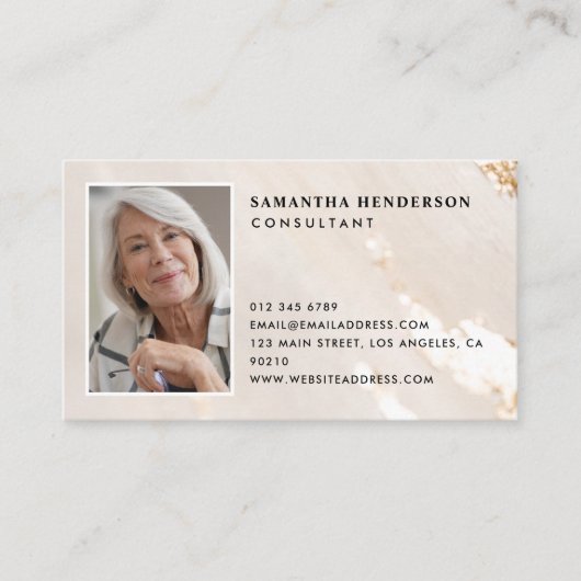 高級モダンゴールドフォイルプロフェッショナルロゴ&写真 名刺 (正面)