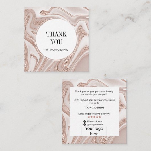 高級モダンサンキューカードメイクアップ美容師 スクエア名刺 (正面/裏面)