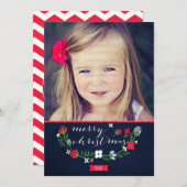 高級モダンシェブロン・メリークリスマスフォトカード シーズンカード (正面/裏面)