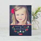 高級モダンシェブロン・メリークリスマスフォトカード シーズンカード (スタンド正面)