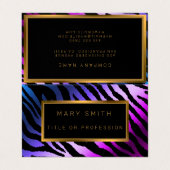 高級モダンシルバーパープルタイガーあなたのテキストを追加 名刺 (外部フラット)